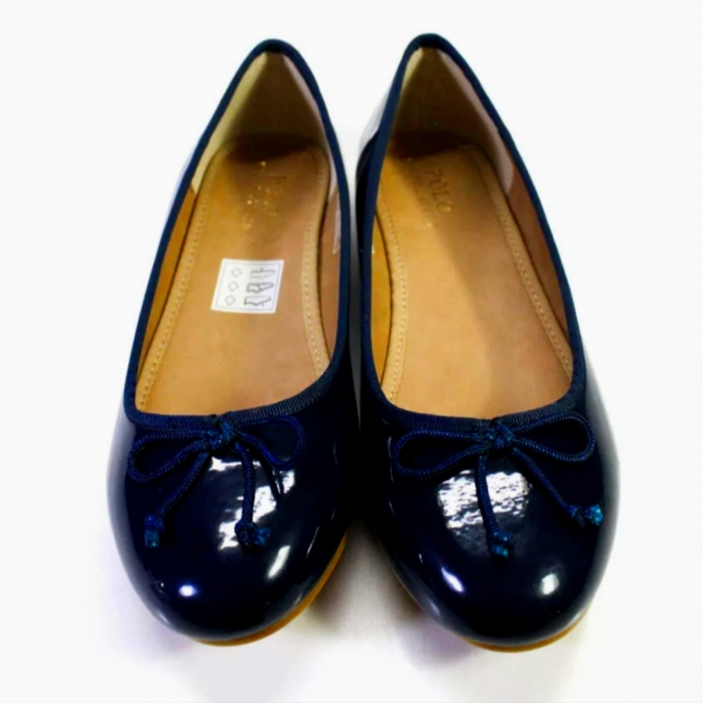 New Polo Ralph Lauren Size 4 in box patent leather blue flats